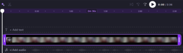 Screenshot of Clipchamp timeline, showing a video file