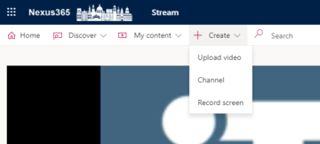screenshot showing upload video menu
